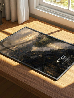 Sybil watercolour book poster framed on wall – historical fiction wall art