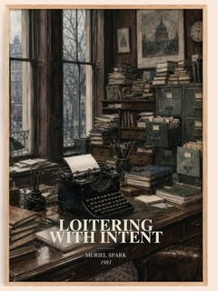 Loitering With Intent watercolour book poster by Muriel Spark – framed literary art print