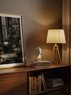 Loitering With Intent watercolour print on bookshelf – Muriel Spark fan gift