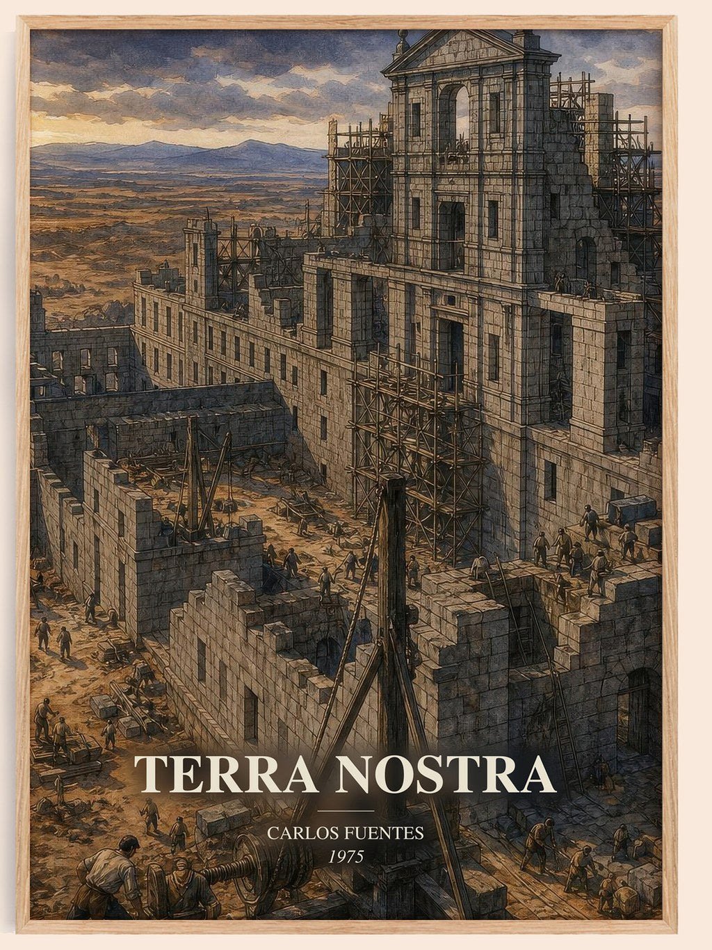 Terra Nostra watercolour book poster by Carlos Fuentes – framed literary art print