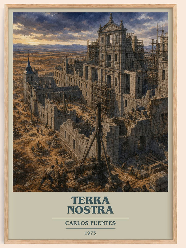 Terra Nostra book cover book poster by Carlos Fuentes – framed literary art print