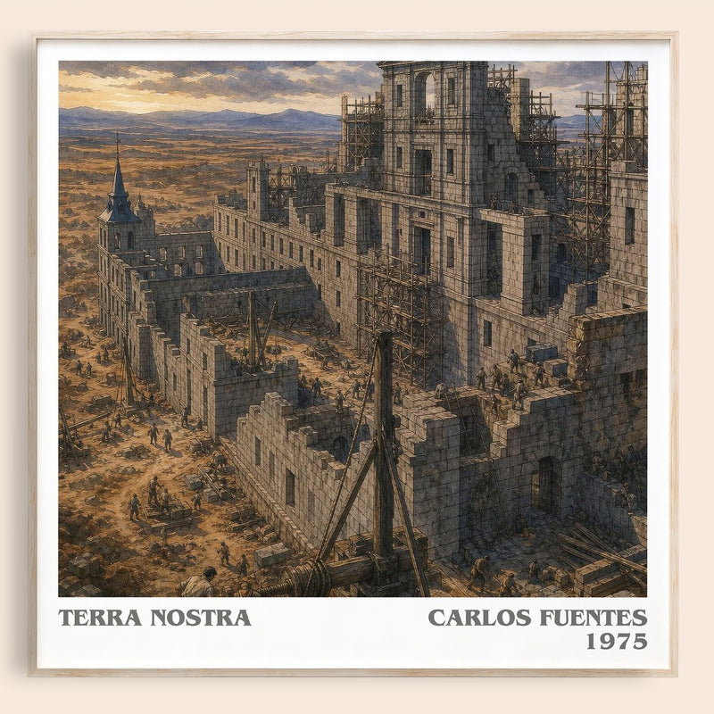 Terra Nostra literary book poster by Carlos Fuentes – framed literary art print
