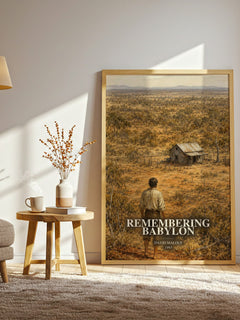 Remembering Babylon watercolour print in frame leaning in hallway – literary fiction wall art
