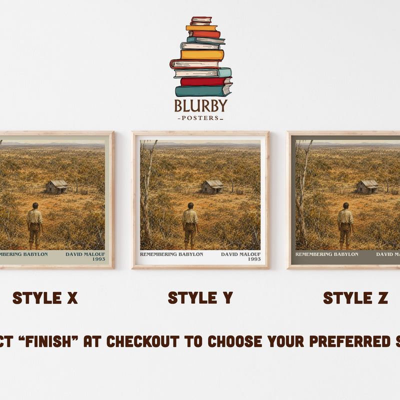 Remembering Babylon literary print in frame leaning in hallway – literary fiction wall art