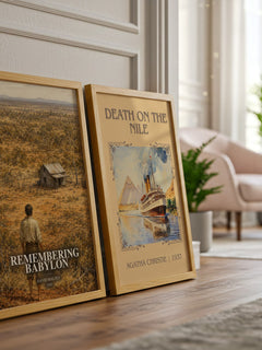 Remembering Babylon watercolour print framed by window – literary home decor