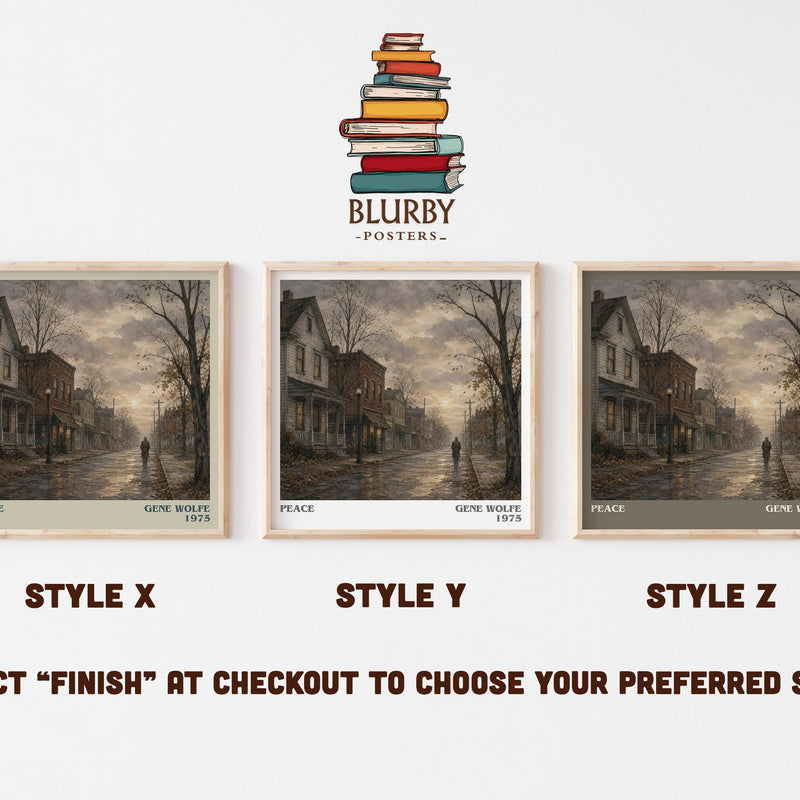 Peace literary print in frame leaning in hallway – literary fiction wall art