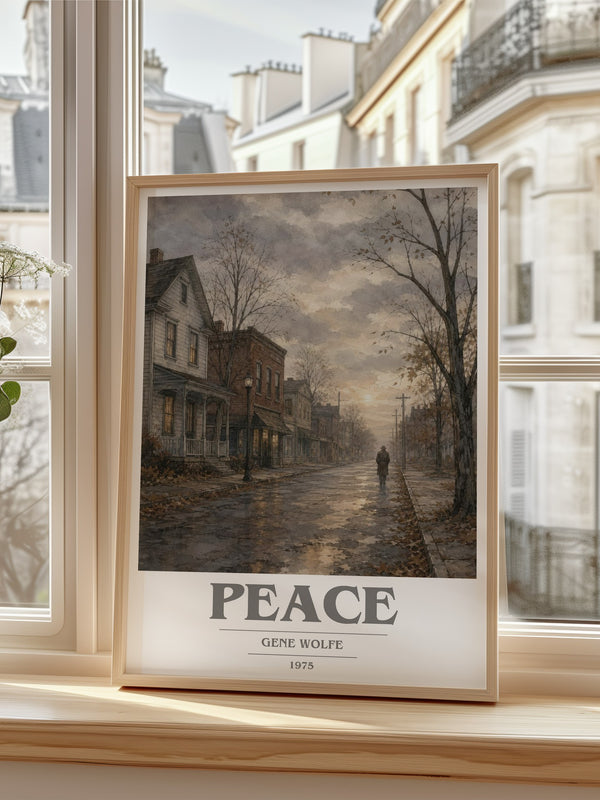 Peace book cover poster colour and style options – Gene Wolfe book art