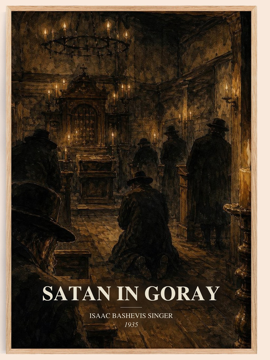 Satan In Goray watercolour book poster by Isaac Bashevis Singer – framed literary art print
