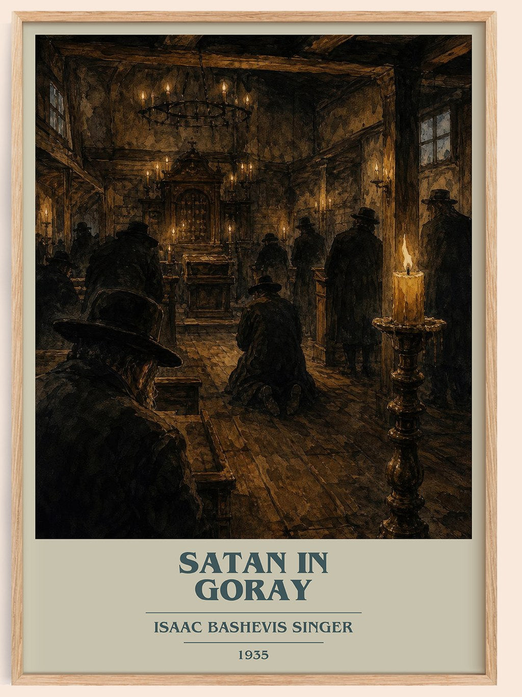 Satan In Goray book cover book poster by Isaac Bashevis Singer – framed literary art print