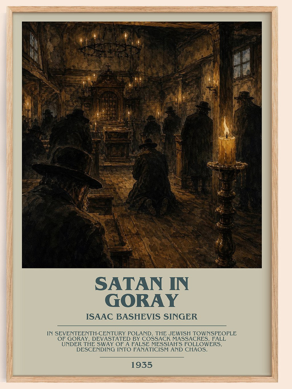 Satan In Goray Bookish Wall Art by Isaac Bashevis Singer – framed poster