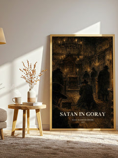 Satan In Goray watercolour print in frame leaning in hallway – historical fiction wall art