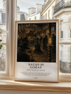 Satan In Goray Bookish Wall Art by Isaac Bashevis Singer – framed print by a bright window
