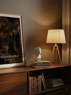 Satan In Goray watercolour print on bookshelf – Isaac Bashevis Singer fan gift