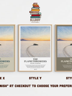The Flamethrowers Bookish Wall Art by Rachel Kushner – Style X, Y and Z side by side – choose your finish