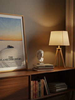 The Flamethrowers watercolour print on bookshelf – Rachel Kushner fan gift