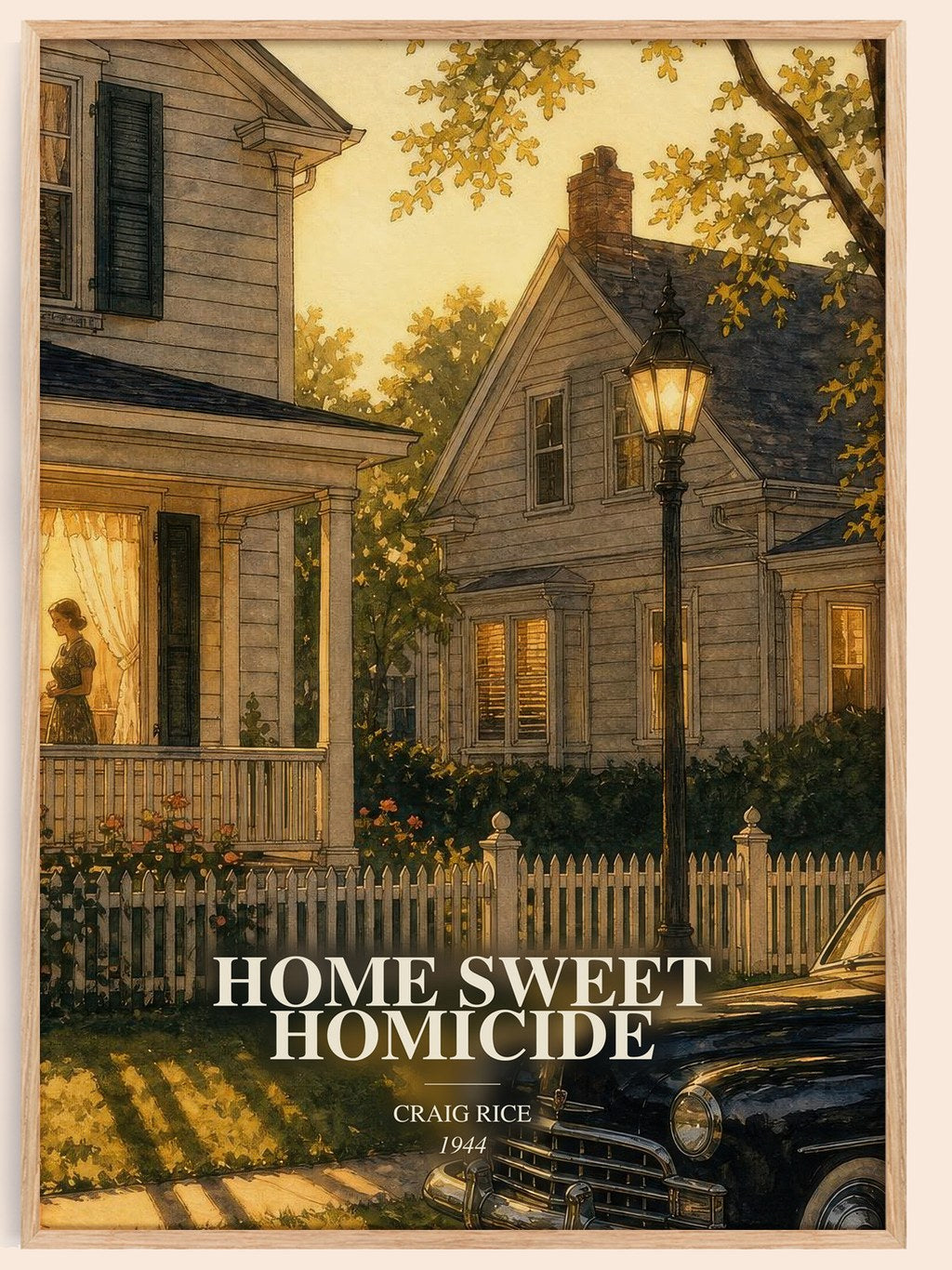 Home Sweet Homicide watercolour book poster by Craig Rice – framed literary art print