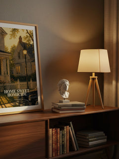 Home Sweet Homicide watercolour print on bookshelf – Craig Rice fan gift