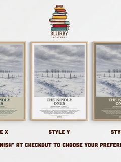 The Kindly Ones Bookish Wall Art by Jonathan Littell – Style X, Y and Z side by side – choose your finish