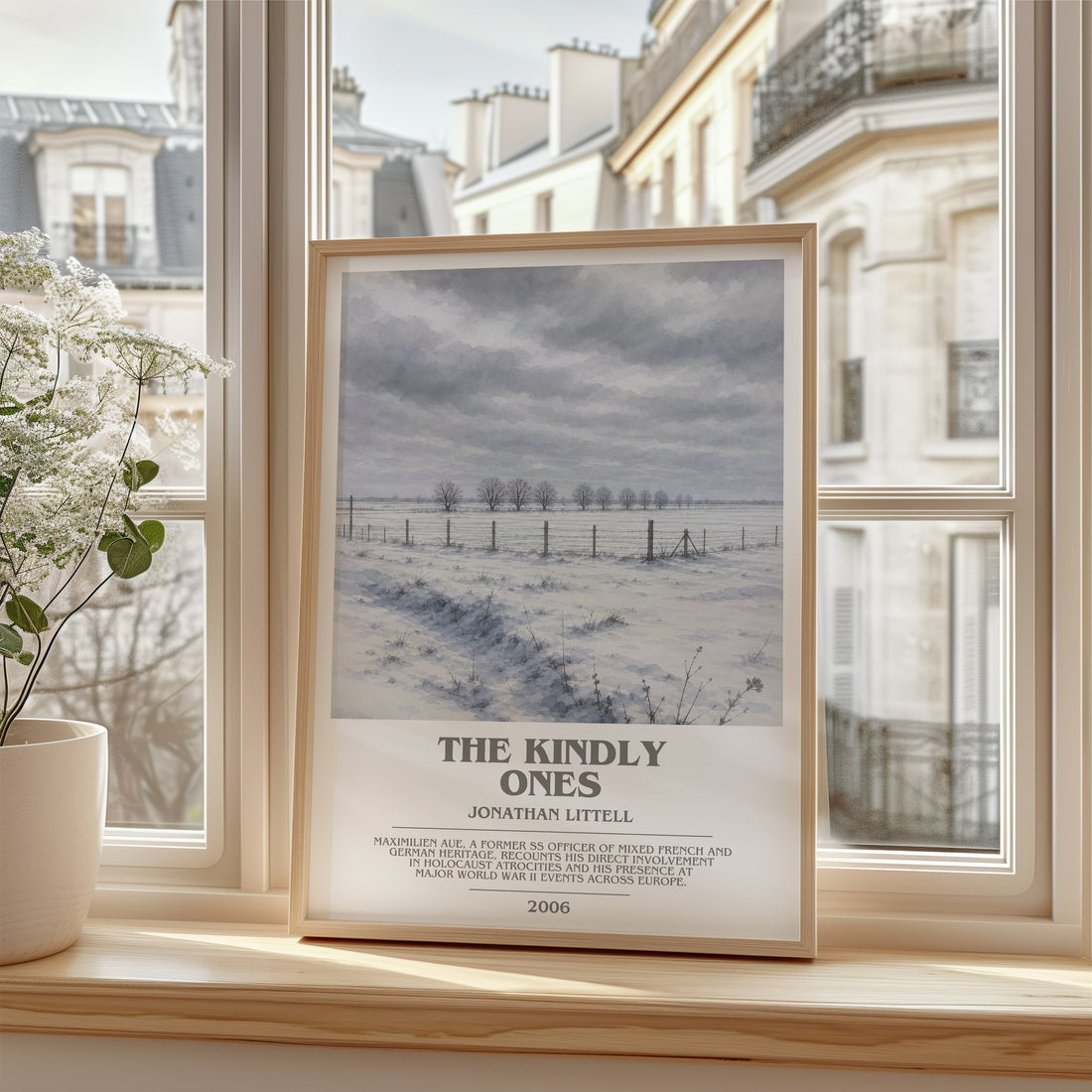 The Kindly Ones Bookish Wall Art by Jonathan Littell – framed print by a bright window