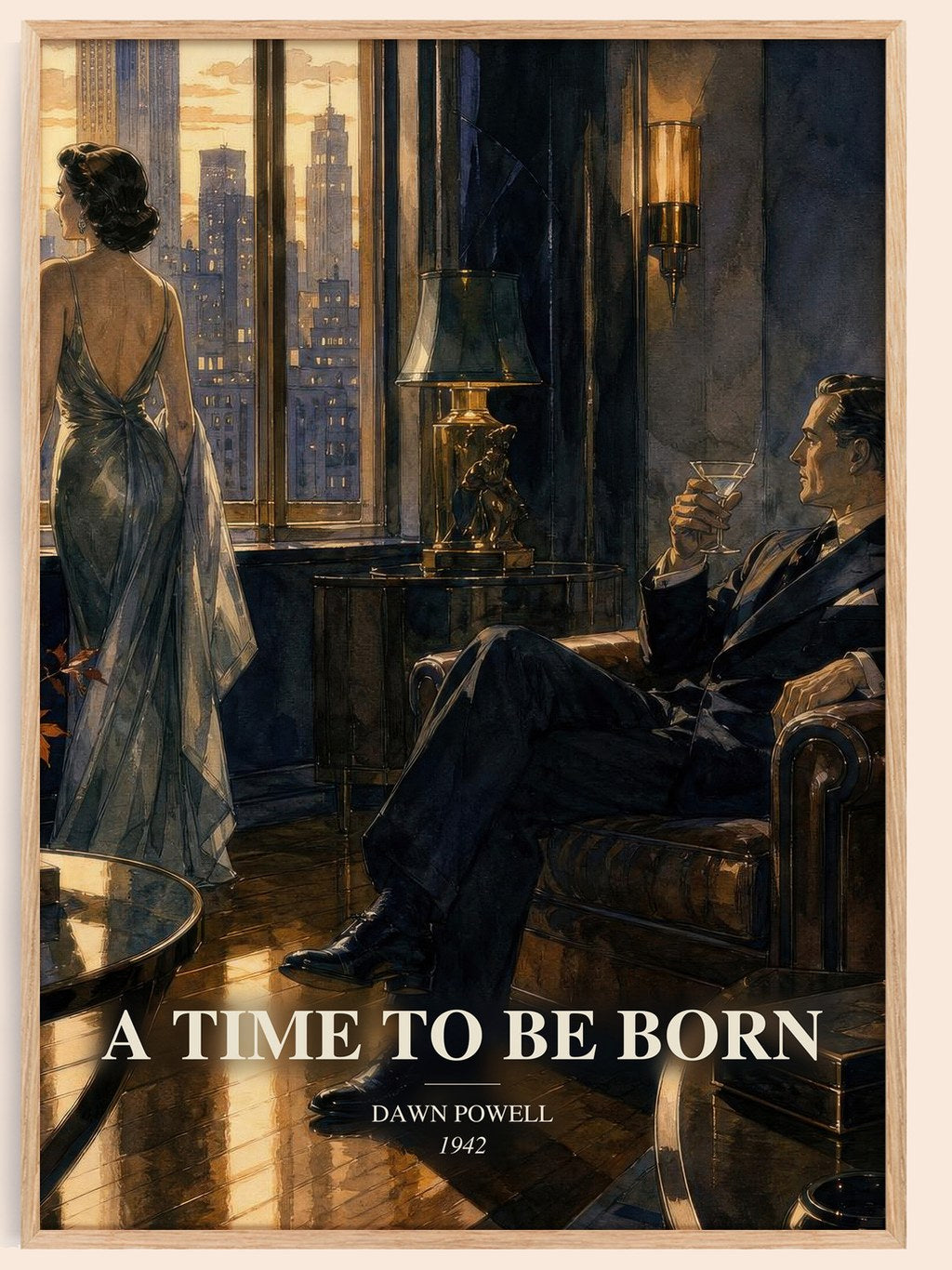 A Time To Be Born watercolour book poster by Dawn Powell – framed literary art print