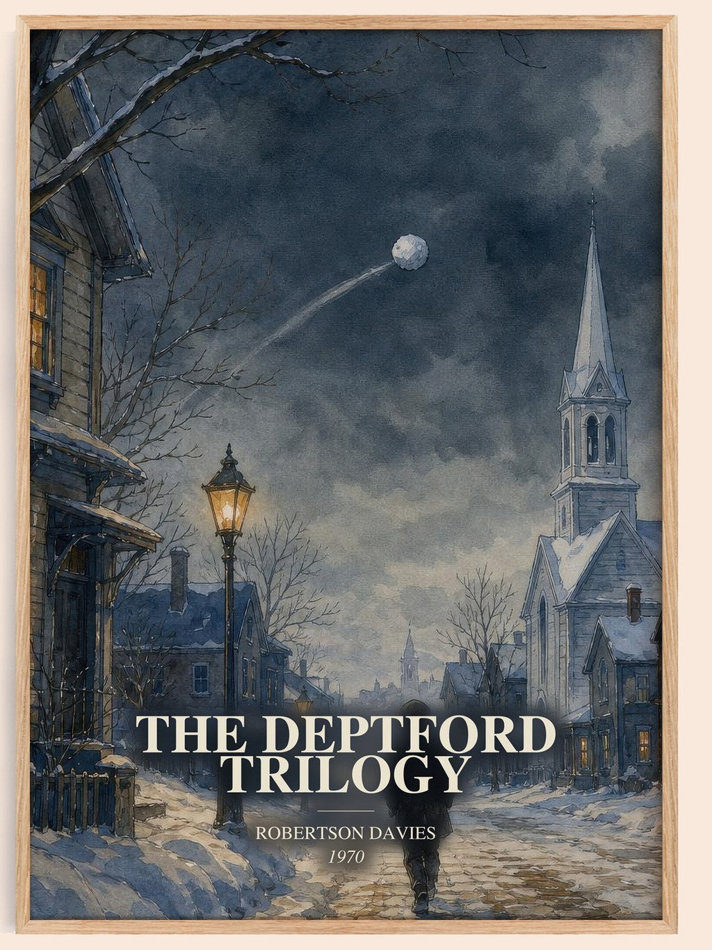 The Deptford Trilogy watercolour book poster by Robertson Davies – framed literary art print