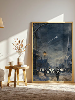 The Deptford Trilogy watercolour print in frame leaning in hallway – literary fiction wall art