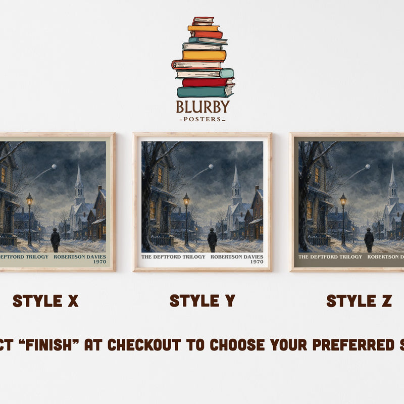 The Deptford Trilogy literary print in frame leaning in hallway – literary fiction wall art