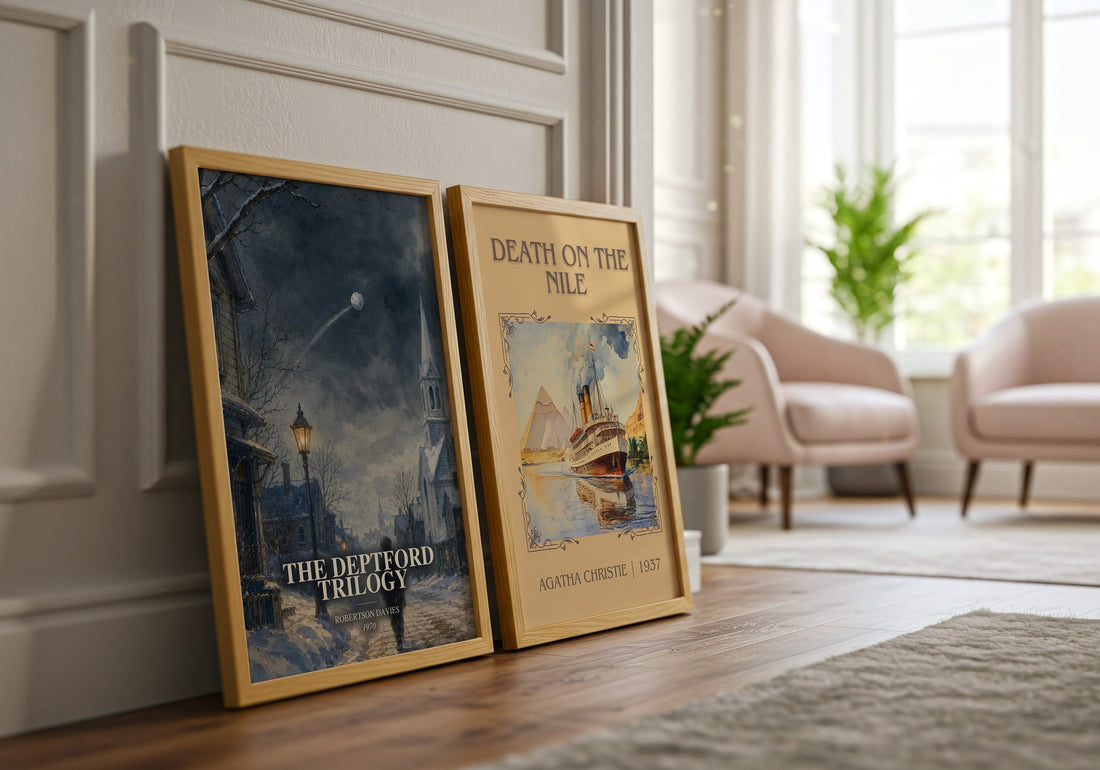 The Deptford Trilogy watercolour print framed by window – literary home decor