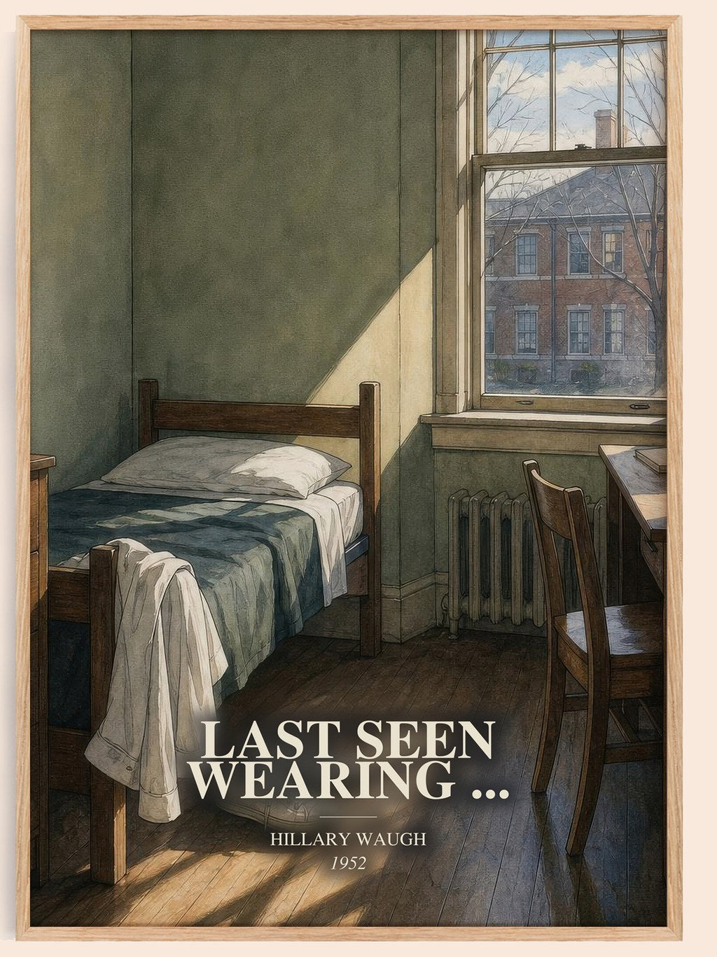 Last Seen Wearing ... watercolour book poster by Hillary Waugh – framed literary art print