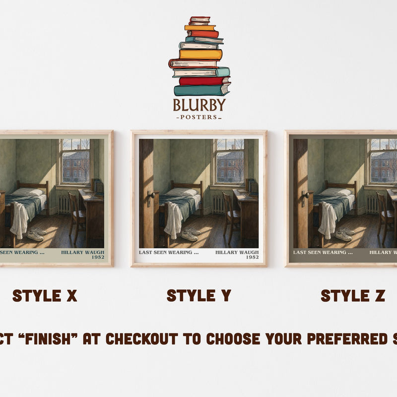 Last Seen Wearing ... literary print in frame leaning in hallway – mystery wall art