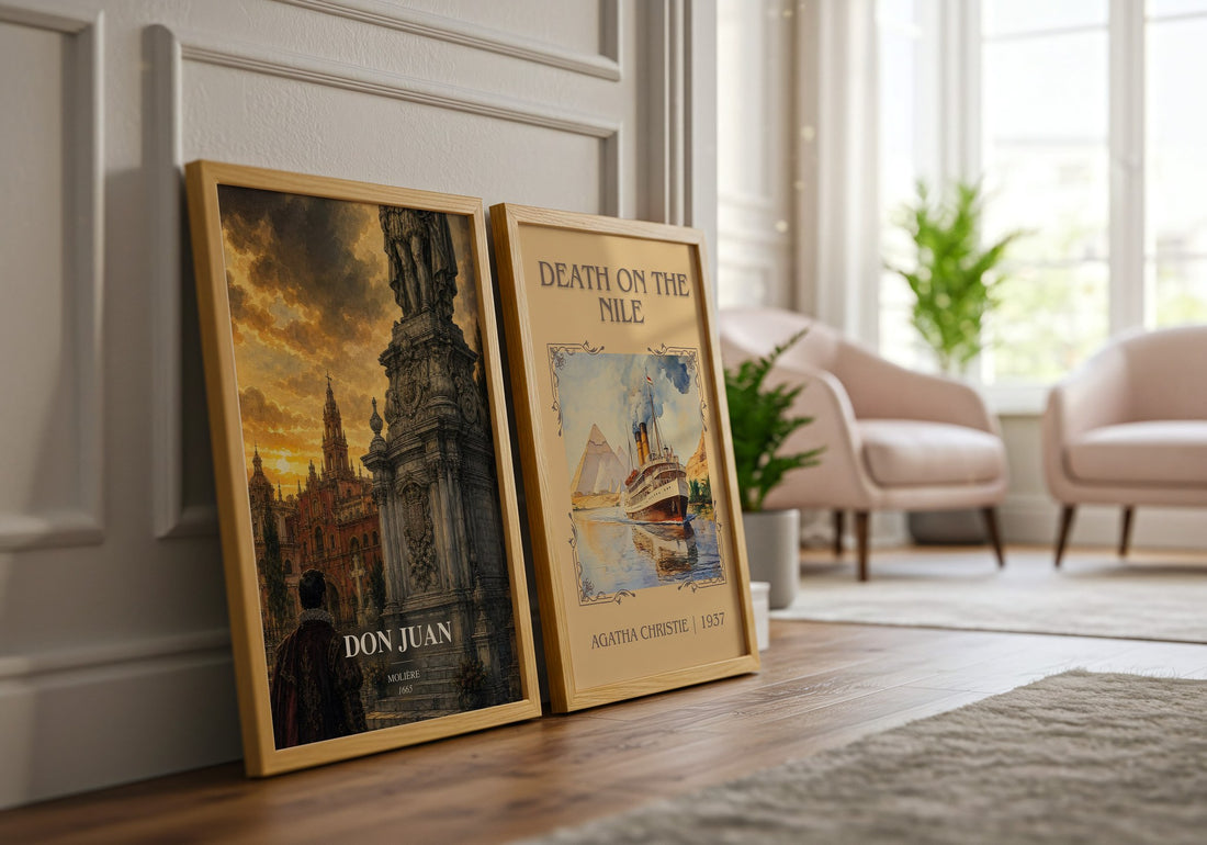 Don Juan watercolour print framed by window – literary home decor