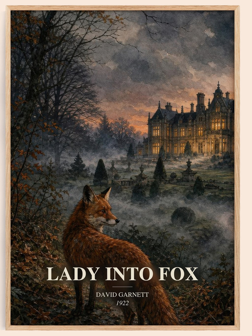 Lady into Fox watercolour book poster by David Garnett – framed literary art print
