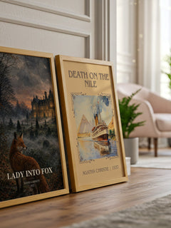 Lady into Fox watercolour print framed by window – literary home decor