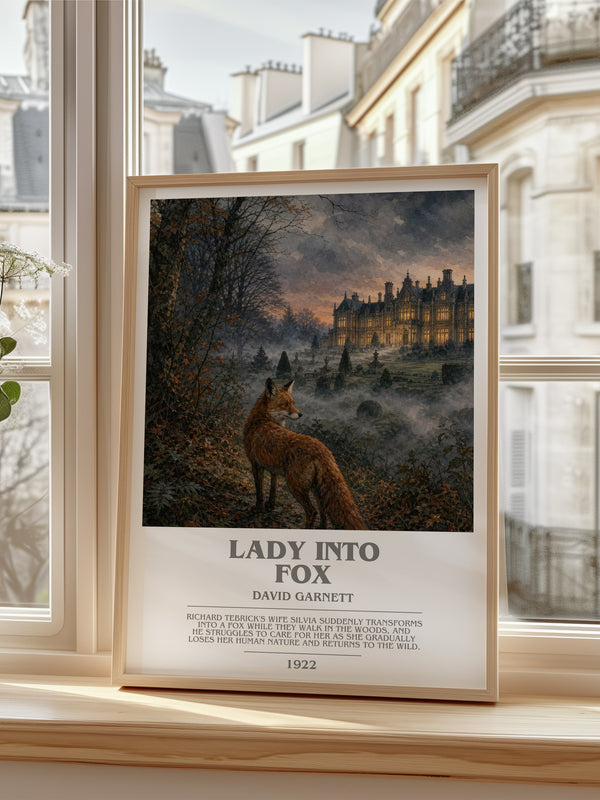 Lady into Fox Bookish Wall Art by David Garnett – framed print by a bright window