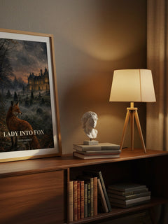 Lady into Fox watercolour print on bookshelf – David Garnett fan gift