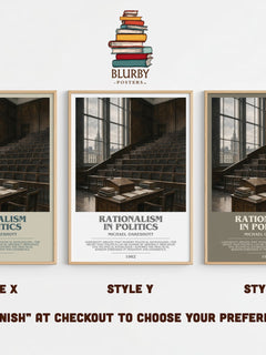 Rationalism in Politics Bookish Wall Art by Michael Oakeshott – Style X, Y and Z side by side – choose your finish