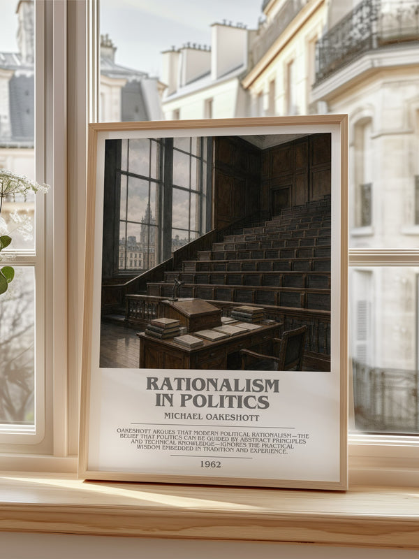 Rationalism in Politics Bookish Wall Art by Michael Oakeshott – framed print by a bright window