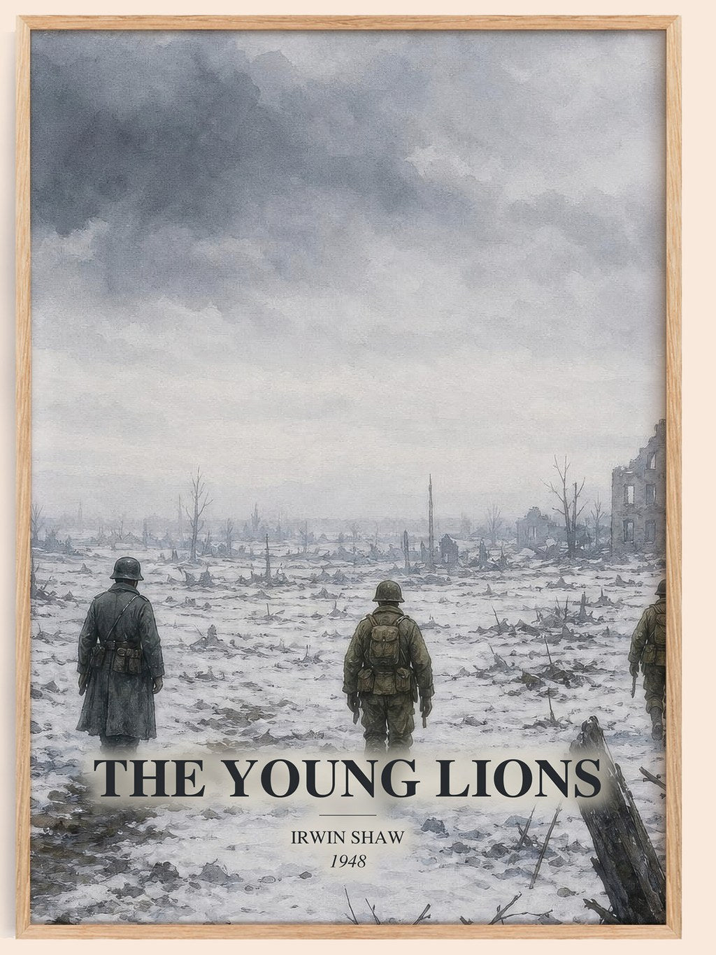 The Young Lions watercolour book poster by Irwin Shaw – framed literary art print