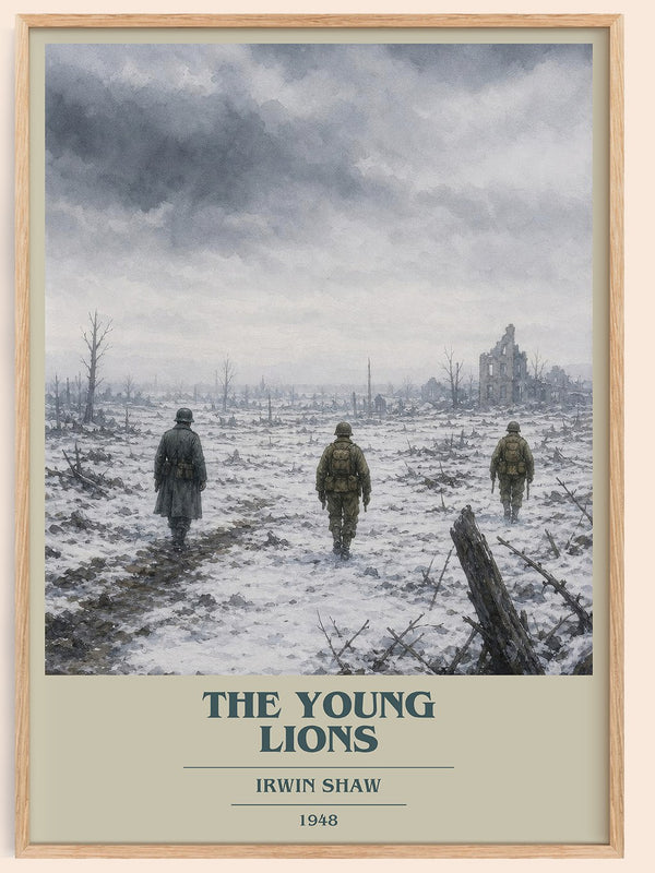 The Young Lions book cover book poster by Irwin Shaw – framed literary art print