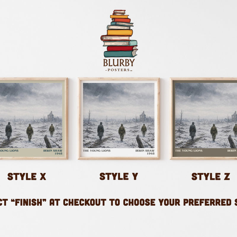 The Young Lions literary print in frame leaning in hallway – historical fiction wall art