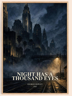 Night Has A Thousand Eyes watercolour book poster by George Hopley – framed literary art print