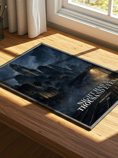 Night Has A Thousand Eyes watercolour book poster framed on wall – thriller wall art