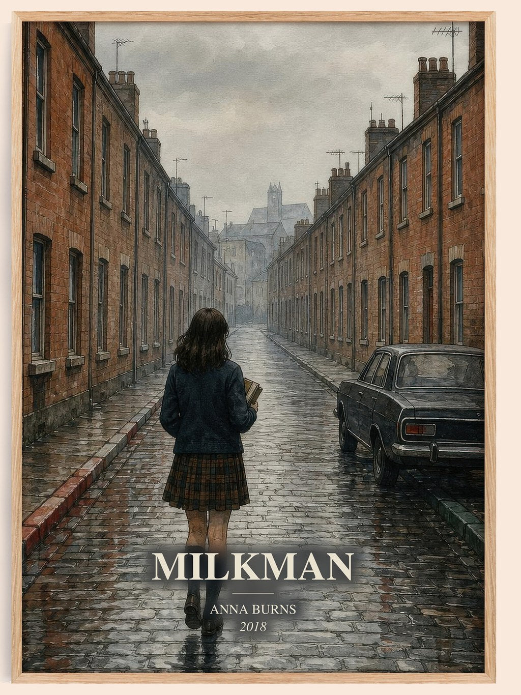 Milkman watercolour book poster by Anna Burns – framed literary art print