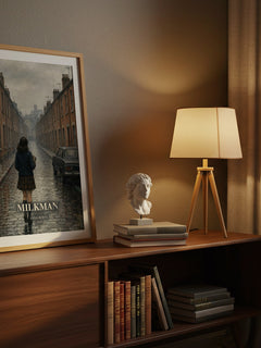 Milkman watercolour print on bookshelf – Anna Burns fan gift