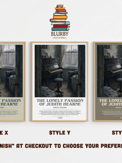 The Lonely Passion of Judith Hearne Bookish Wall Art by Brian Moore – Style X, Y and Z side by side – choose your finish