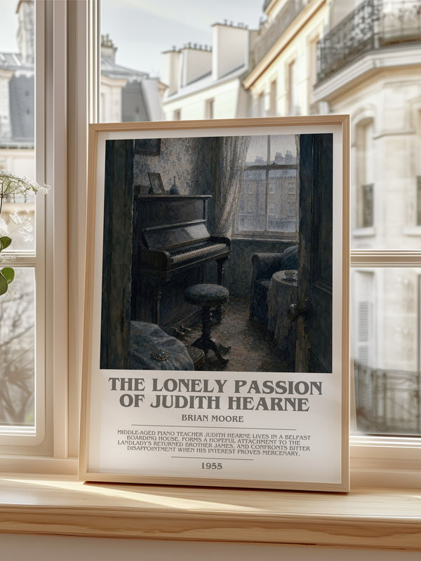 The Lonely Passion of Judith Hearne Bookish Wall Art by Brian Moore – framed print by a bright window