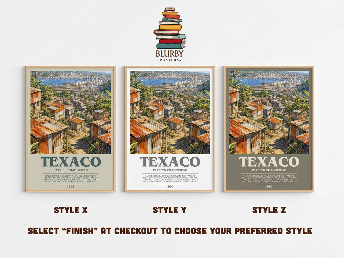 Texaco Bookish Wall Art by Patrick Chamoiseau – Style X, Y and Z side by side – choose your finish
