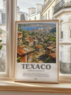 Texaco Bookish Wall Art by Patrick Chamoiseau – framed print by a bright window