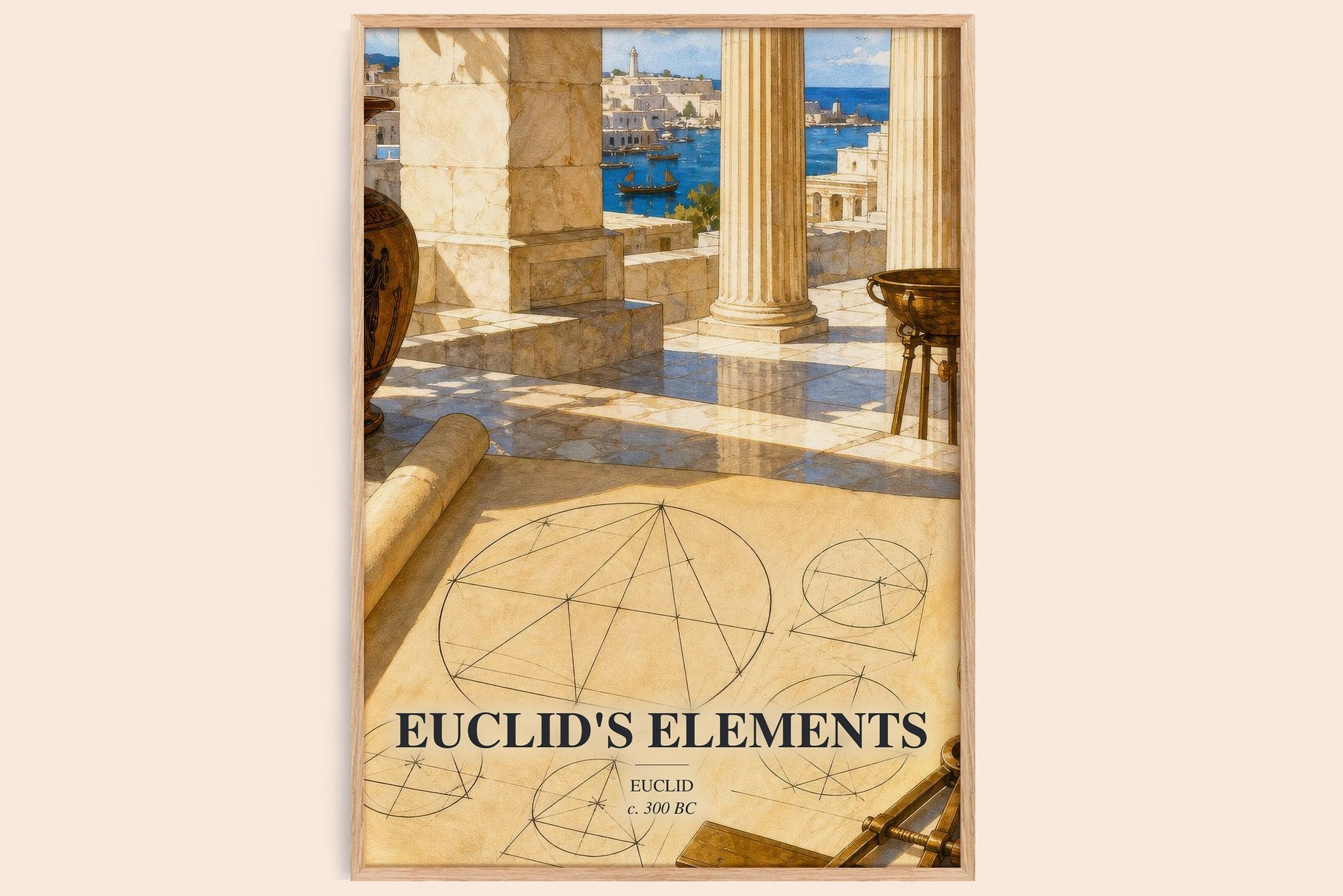 Euclid's Elements Book Watercolour Illustration by Euclid