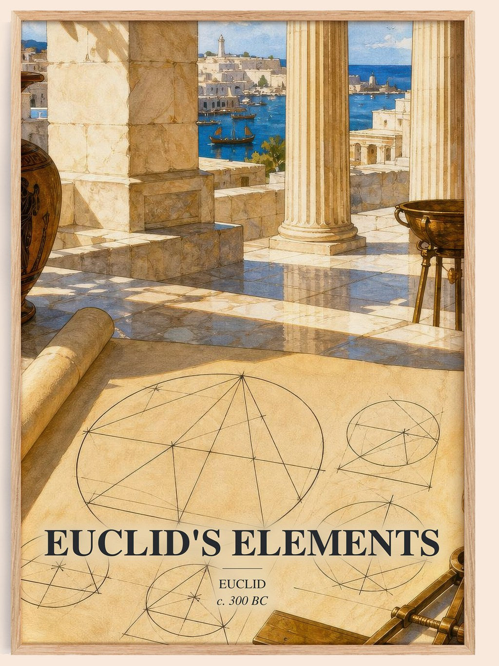Euclid's Elements watercolour book poster by Euclid – framed literary art print